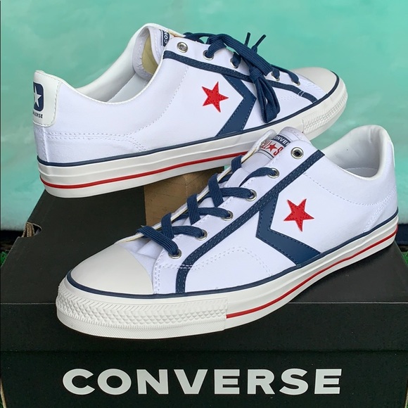 CONVERSE STAR PLAYER OX WHITE/NAVY/GUM RED MEN’S - Picture 5 of 16